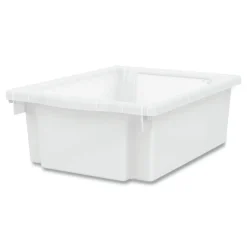 Flagship 12.75 in. x 16 in. x 6 in. 1 Section Storage Bins - Translucent White Desk Accessories & Office Organizers