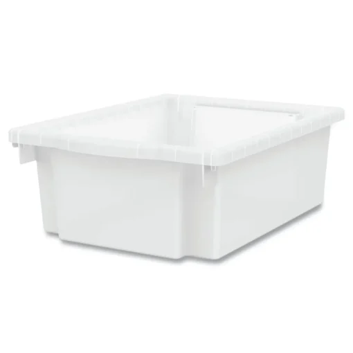 Flagship 12.75 in. x 16 in. x 6 in. 1 Section Storage Bins - Translucent White Desk Accessories & Office Organizers