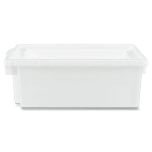 Flagship 12.75 in. x 16 in. x 6 in. 1 Section Storage Bins - Translucent White Desk Accessories & Office Organizers