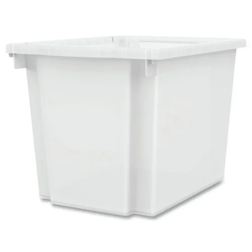 Discount Flagship 12.75 in. x 16 in. x 12 in. 1 Section Storage Bins - Translucent White Desk Accessories & Office Organizers