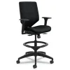 Solve Series Upholstered Back Task Stool Supports Up to 300 lbs. 23 in. to 33 in. Seat Height Ink Seat/Back - Black Base Office Furniture & Lighting
