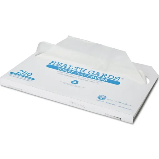 Clearance Health Gards Half-Fold 14.25 in. x 16.5 in. Toilet Seat Covers - White (1000/Carton) Cleaning & Janitorial Supplies