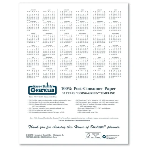 Clearance 10 in. x 7 in. 14-Month (Dec 2025-Jan 2027) Recycled Ruled Planner with Leatherette Cover - Black Cover Calendars & Planners