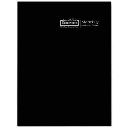 Clearance 10 in. x 7 in. 14-Month (Dec 2025-Jan 2027) Recycled Ruled Planner with Leatherette Cover - Black Cover Calendars & Planners