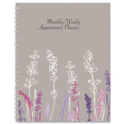 New 9 in. x 7 in. 12-Month (Jan-Dec 2026) Recycled Wild Flower Weekly/Monthly Planner - Gray/White/Purple Cover Calendars & Planners