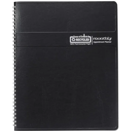 Discount 11 in. x 8.5 in. 14-Month (Dec 2025-Jan 2027) Recycled Ruled Monthly Planner - Black Cover Calendars & Planners