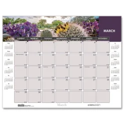 Sale 17 in. x 22 in. 12-Month (Jan-Dec 2026) Recycled Succulent and Cacti Desk Pad Calendar - Multicolor Sheets/Black Corners Office Presentation Supplies