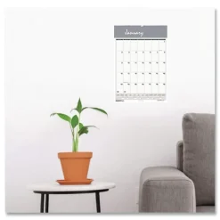 Discount 12 in. x 17 in. 12-Month (Jan-Dec 2026) Bar Harbor Recycled Wirebound Monthly Wall Calendar - White/Blue/Gray Sheets Calendars & Planners