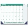 22 in. x 17 in. 13-Month (Jan 2026-Jan 2027) Express Track Monthly Desk Pad Calendar - White/Teal Sheets/Teal Binding Calendars & Planners