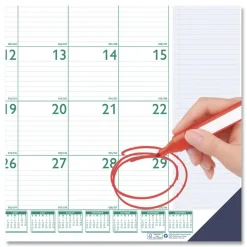 22 in. x 17 in. 13-Month (Jan 2026-Jan 2027) Express Track Monthly Desk Pad Calendar - White/Teal Sheets/Teal Binding Calendars & Planners