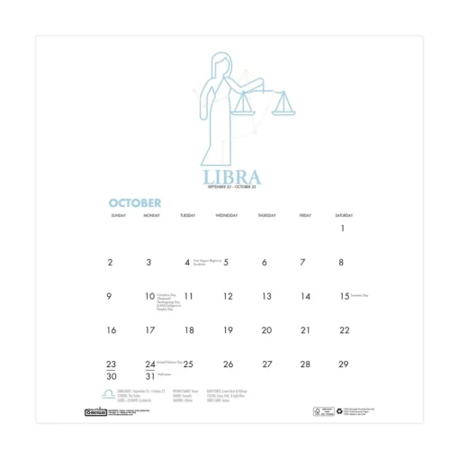 Outlet 11 in. x 14 in. 12-Month (Aug 2025-Jul 2026) Recycled Academic Zodiac Wall Calendar - Multicolor Sheets Calendars & Planners