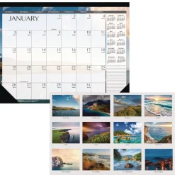 Discount Earthscapes 22 in. x 17 in. 12-Month (Jan to Dec) 2026 Recycled Desk Pad Calendar - Multicolor Calendars & Planners