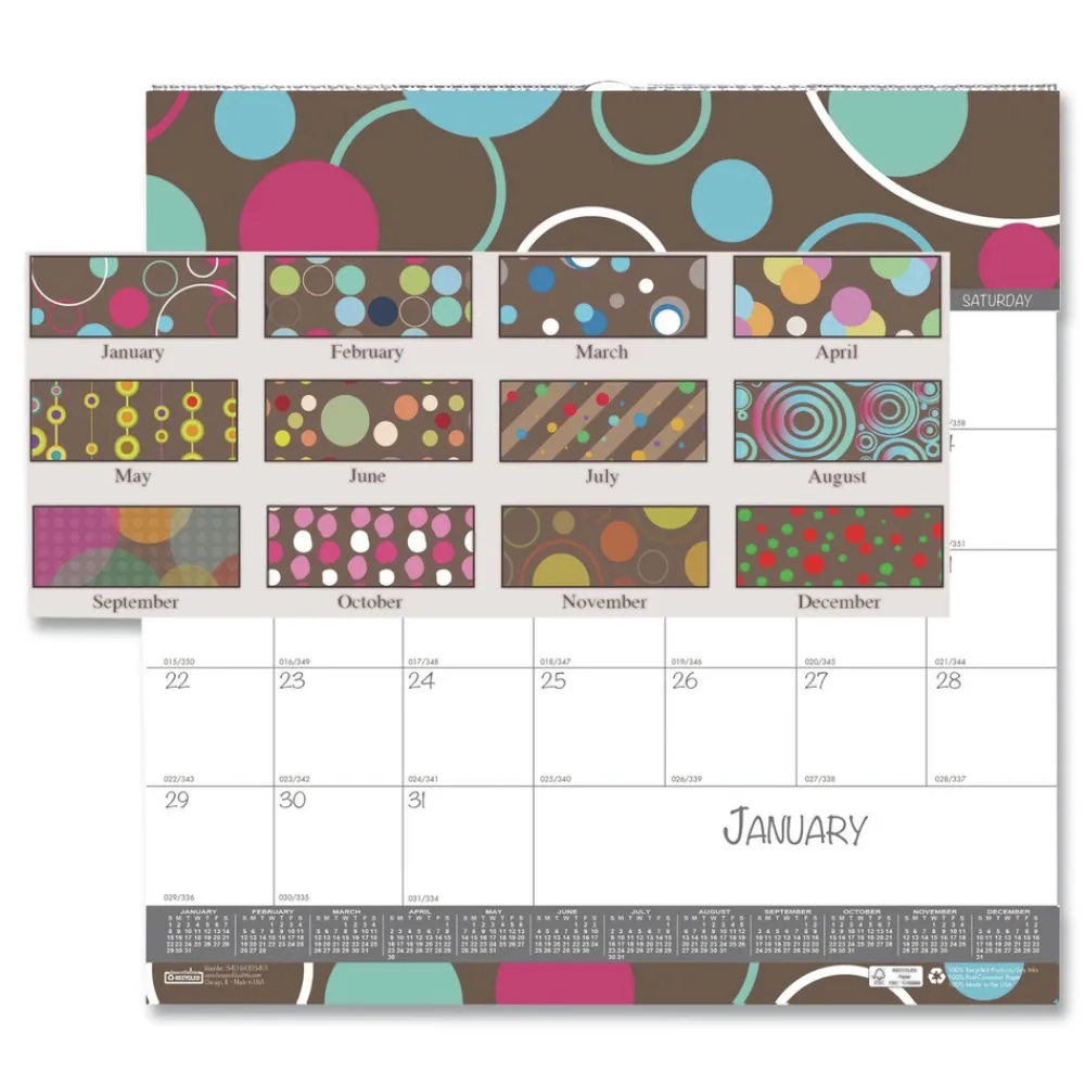 12-Month (Jan to Dec): 2026 12 in. x 12 in. Recycled Bubbleluxe Wall Calendar - White/Multicolor Sheets Calendars & Planners