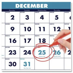 New 14-Month: Dec 2025 to Jan 2027 8 in. x 17 in. Vertical Orientation Recycled Three-Month Format Wall Calendar - White Sheets Calendars & Planners