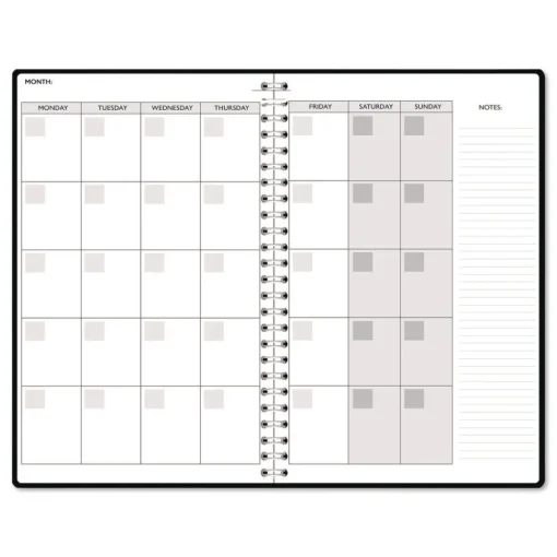 Discount Recycled Non-Dated Monthly/Weekly Black and White Floral Planner - Black/White Cover Paper & Printables