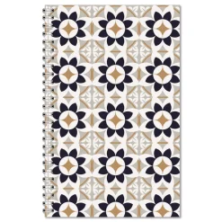 New Recycled Non-Dated Monthly/Weekly Flower Tiles Planner - Tan/Black/White Cover Paper & Printables