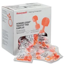 New 28 dB NRR TrustFit Pod Corded Reusable Foam Earplugs - One Size Fits Most, Orange (1000/Carton) Ear Protection