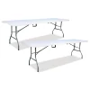 Outlet 94.5 in. x 29.9 in. x 30 in. Bifold Rectangular Resin Folding Table - White Granite Top/Gray Base/Legs (2/Pack) Office Furniture & Lighting