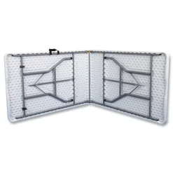 Outlet 94.5 in. x 29.9 in. x 30 in. Bifold Rectangular Resin Folding Table - White Granite Top/Gray Base/Legs (2/Pack) Office Furniture & Lighting