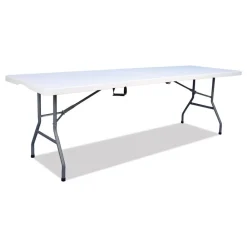 Outlet 94.5 in. x 29.9 in. x 30 in. Bifold Rectangular Resin Folding Table - White Granite Top/Gray Base/Legs (2/Pack) Office Furniture & Lighting