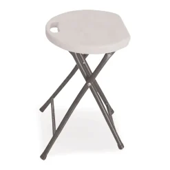Best Rough n Ready 26 in. Seat Height Backless Folding Stool Supports Up to 300 lb - White Seat/Charcoal Base (4/Carton) Office Furniture & Lighting