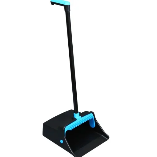 Clearance 12.32 in. Wide 31.84 in. Aluminum Handle Plastic LobbyMaster Dust Pan - Blue/Black (6/Carton) Cleaning & Janitorial Supplies