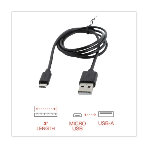 Discount 3 ft. USB to Micro USB Cable - Black Office Electronics & Batteries