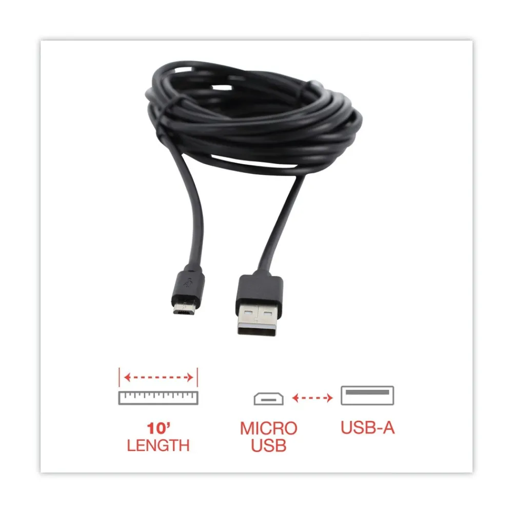 Online 10 ft. USB to Micro USB Cable - Black Office Electronics & Batteries