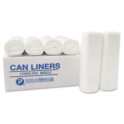 60 gal. 0.8 mil 38 in. x 58 in. Low-Density Commercial Can Liners - White (100/Carton) Trash & Waste Bins