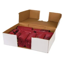 Outlet 10 gal. 1.3 mil 24 in. x 23 in. Institutional Low-Density Can Liners - Red (25 Bags/Roll, 10 Rolls/Carton) Trash & Waste Bins