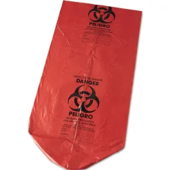 Outlet WSL4046R Low-Density 45 Gallon 40 in. x 46 in. Commercial Can Liners - Red (100/Carton) Trash & Waste Bins