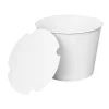 Clearance 8.46 in. x 6.6 in. 130 oz. Paper Food Bucket with Lid - White (150/Carton) Tabletop And Serveware