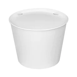 Clearance 8.46 in. x 6.6 in. 130 oz. Paper Food Bucket with Lid - White (150/Carton) Tabletop And Serveware
