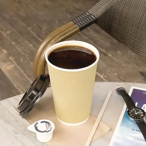 Sale 16 oz Ripple Hot Cups - Kraft/White (500/Carton) Tabletop And Serveware