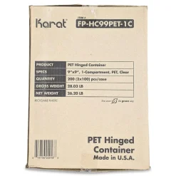 Outlet PET Plastic Hinged Container 9 x 9 x 3.6 Clear Plastic 100/Pack 2 Packs/Carton Tabletop And Serveware
