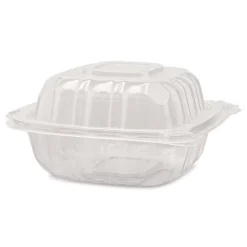 New Polypropylene Plastic Hinged Container 6 x 6 x 3.3 Clear Plastic 50/Pack 6 Packs/Carton Tabletop And Serveware
