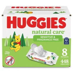 Sale Natural Care 3.88 in. x 6.6 in. 1-Ply Sensitive Baby Wipes - Unscented White (8/Carton) Cleaning & Janitorial Supplies