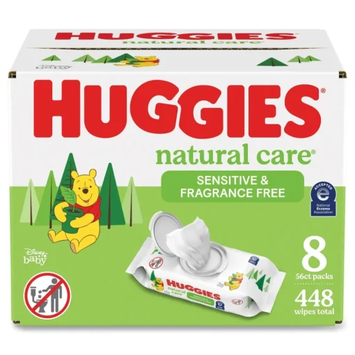 Sale Natural Care 3.88 in. x 6.6 in. 1-Ply Sensitive Baby Wipes - Unscented White (8/Carton) Cleaning & Janitorial Supplies