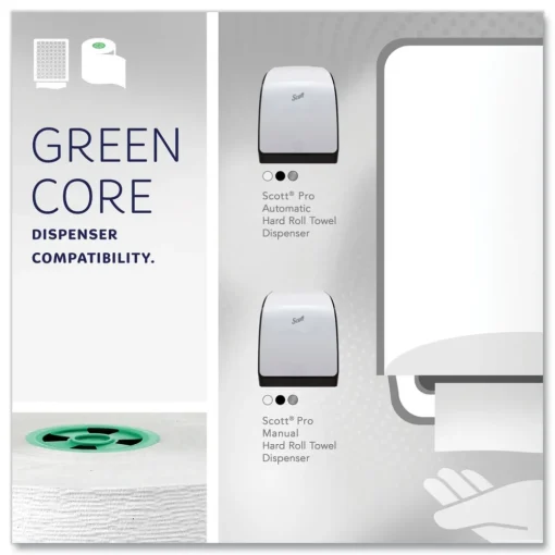 Hot 7.5 in. x 700 ft. Hard Roll Paper Towels with Green Core - White (6/Carton) Cleaning & Janitorial Supplies