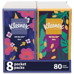 Sale 3-Ply On The Go Packs Facial Tissues - White (8/Pack) Paper & Dispensers