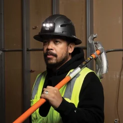 Sale 60347 Class C Vented Full Brim Hard Hat with Rechargeable Lamp - KARBN Pattern Protective Head Gear