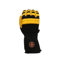 New Soft Grain Leather Lineman Work Gloves with Padded Knuckles - Black/ Yellow, X-Large Work Gloves