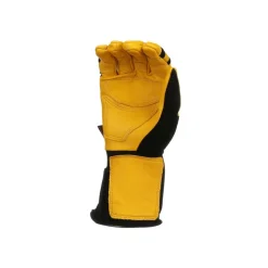New Soft Grain Leather Lineman Work Gloves with Padded Knuckles - Black/ Yellow, X-Large Work Gloves