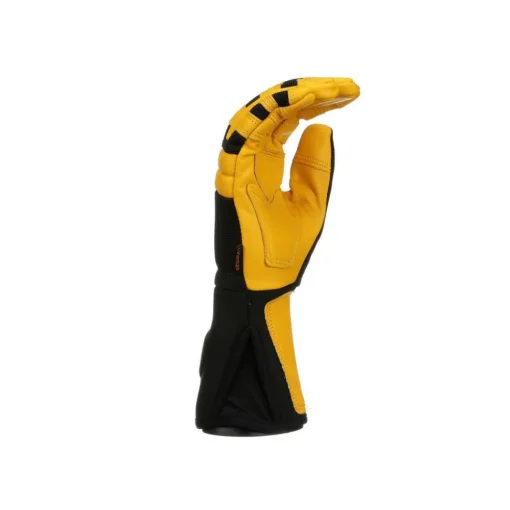 New Soft Grain Leather Lineman Work Gloves with Padded Knuckles - Black/ Yellow, X-Large Work Gloves