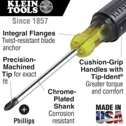 Outlet Stubby Slotted and Phillips Screwdriver Set with 5/16 in. Cabinet-Tips and #2 Phillips-Tip Screwdrivers