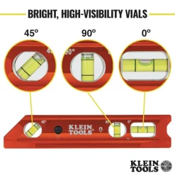 Best Water/Impact Resistant Lighted Torpedo Level with Magnet, 3 Vials and V-Groove Measuring Tools