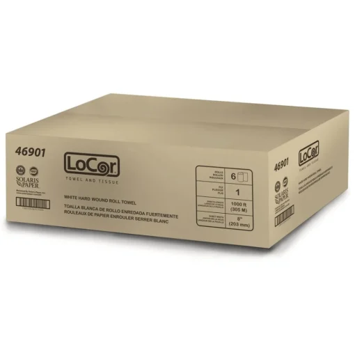 Sale 8 in. x 1000 ft. 1-Ply Hard Wound Roll Towel - White (6/Carton) Cleaning & Janitorial Supplies
