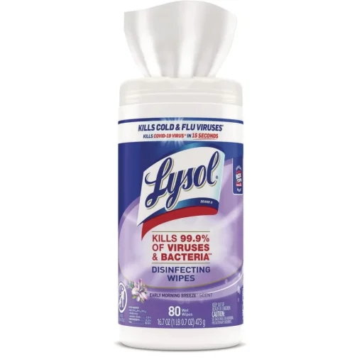 Clearance 19200-89347 7 in. x 7.25 in. 1-Ply Disinfecting Wipes - Early Morning Breeze, White (6 Canisters/Carton) Cleaning & Janitorial Supplies