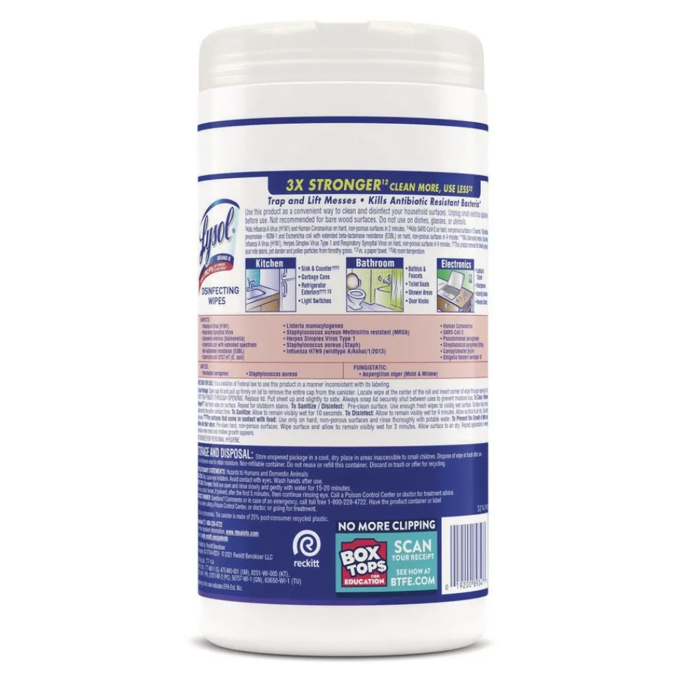 Clearance 19200-89347 7 in. x 7.25 in. 1-Ply Disinfecting Wipes - Early Morning Breeze, White (6 Canisters/Carton) Cleaning & Janitorial Supplies