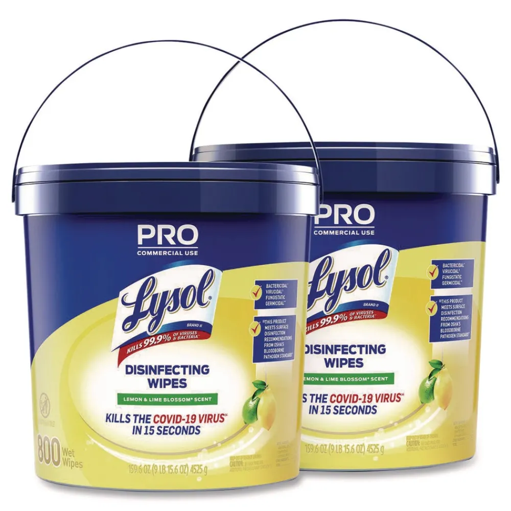Outlet 19200-99856 6 in. x 8 in. 1-Ply Professional Disinfecting Wipe Bucket - Lemon and Lime Blossom White (2/Carton) Cleaning & Janitorial Supplies